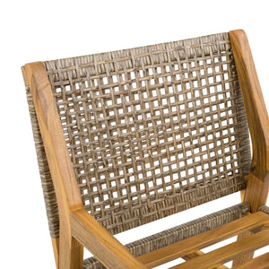 Outdoor Dining Set – Premium Acacia Wood Table & Wicker Chairs