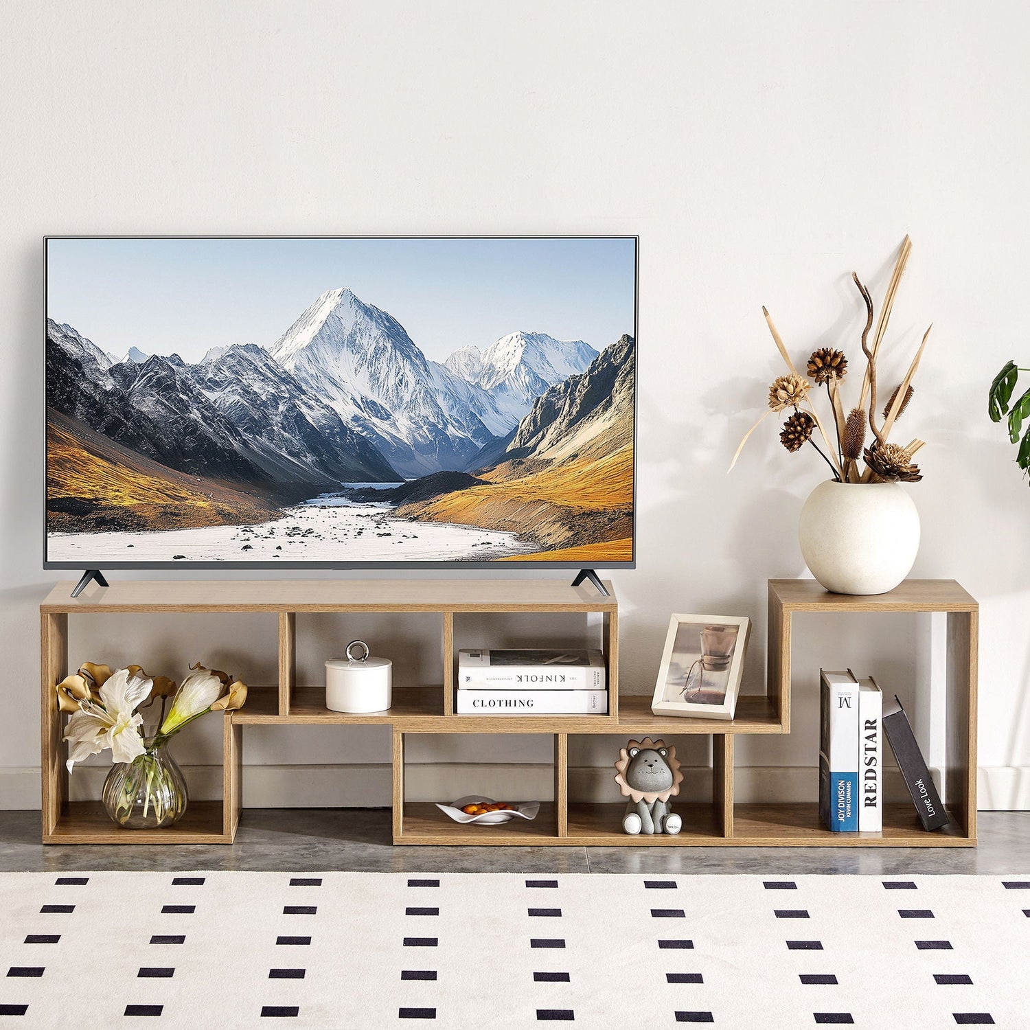 Minimalist Cube TV Stand With Adjustable Open Storage Shelves – Tuesday ...