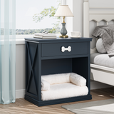 Vintage Small Storage Cabinet with Led Light and Pet Bed