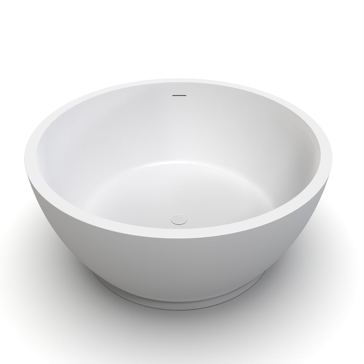 52.7 Inch Round Freestanding Soaking Bathtub with Solid Surface - Matte White