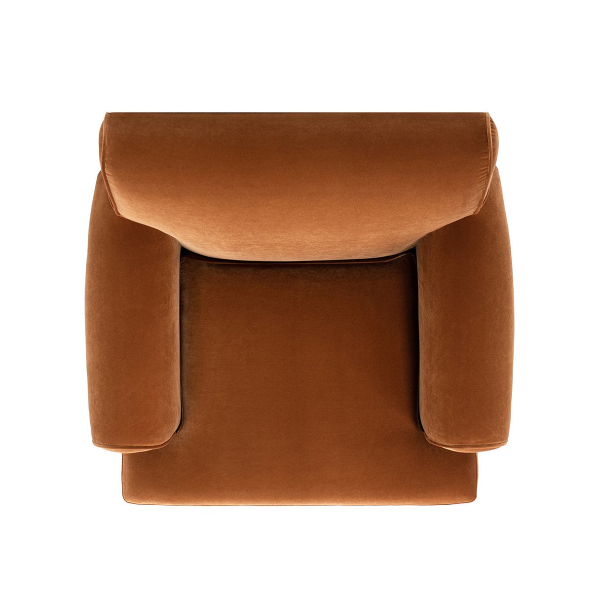 Alana 38' Lawson Accent Arm Chair Metal Casters, Burnt Orange Performance Velvet