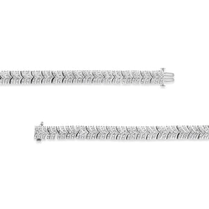 .925 Sterling Silver 3.00 Cttw Diamond Chevron Link Bracelet (I2-I3 Clarity, I-J Color) - Size 7.25"