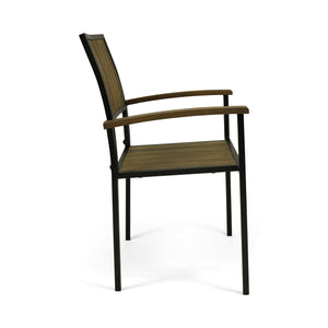 7 PCS Outdoor Dining Set for 6 with Acacia Wood and Iron