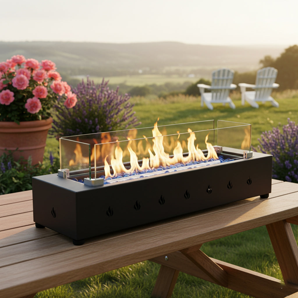 28-Inch Rectangle Fire Pit, 40000BTU Outdoor Propane Fire Pit