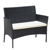 4 PC Rattan Patio Furniture Set Outdoor Cushioned Wicker Sofa