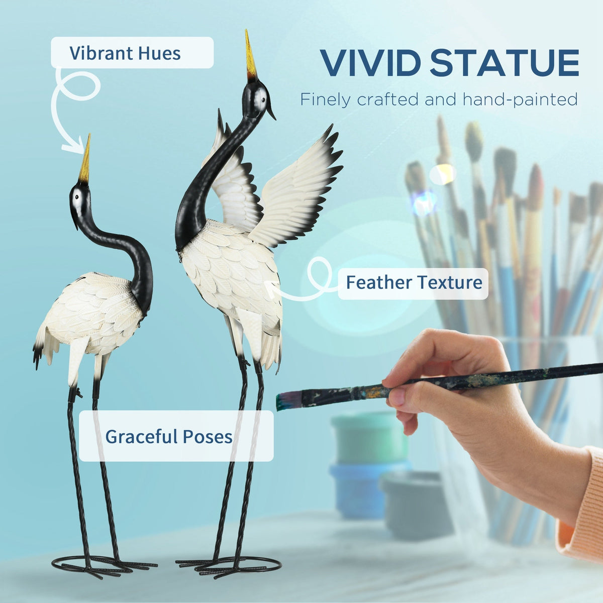Outsunny Heron Garden Statues, Set of 2 – 35.5' & 40.5' Standing Bird Sculptures