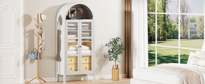 Modern Arched Cabinet with Glass Doors and Auto Sensor Light