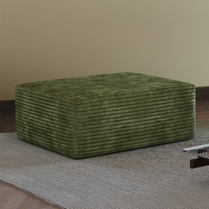 Green Plush Corduroy Sofa Ottoman
