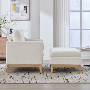 Oversized 360 Degree Swivel Barrel Accent Chair And Ottoman Set With Storage