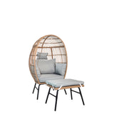 Outdoor garden wicker egg chair and footstool patio chaise