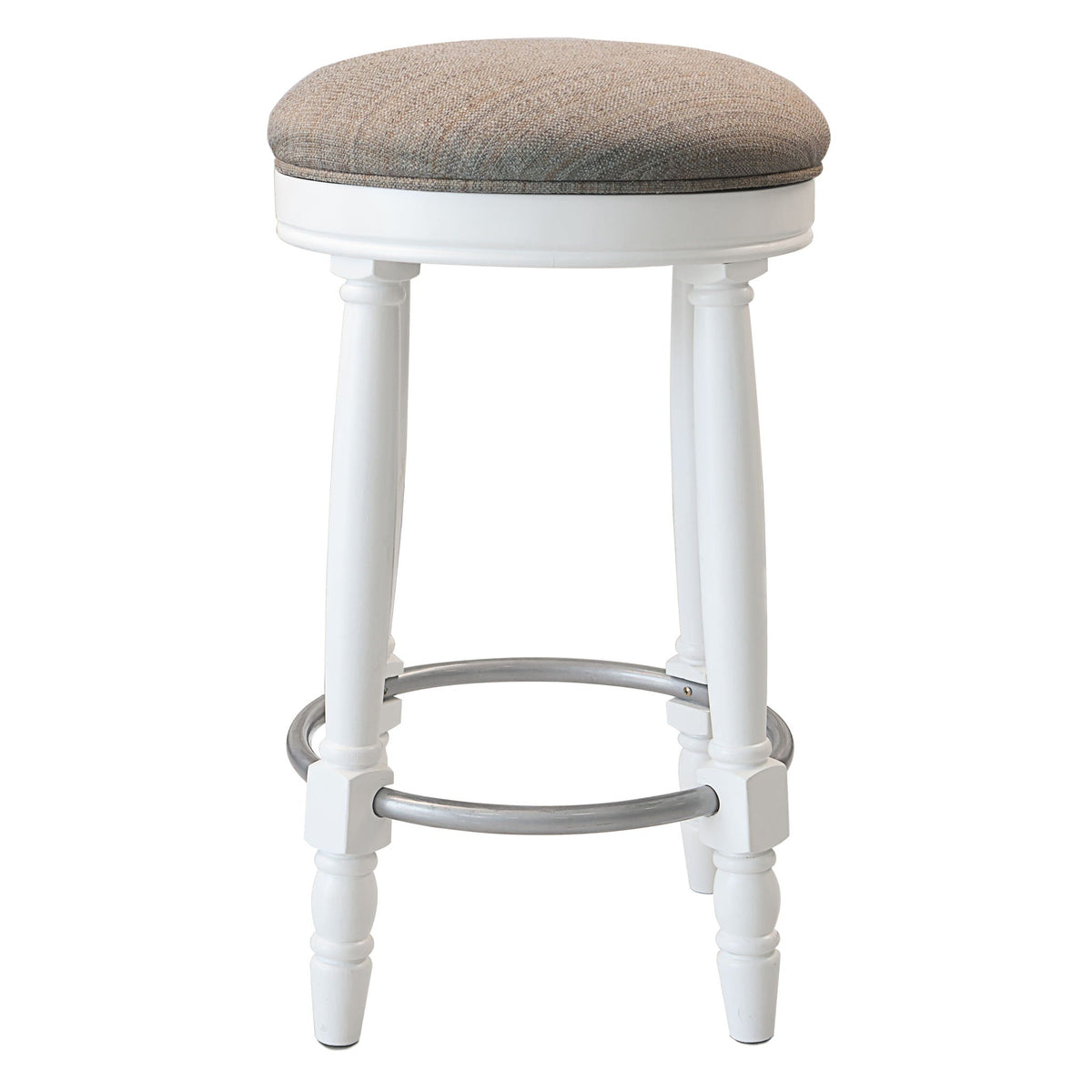 360° Swivel Wooden Barstools With Upholstered Seat, Counter Height (Set of 2)