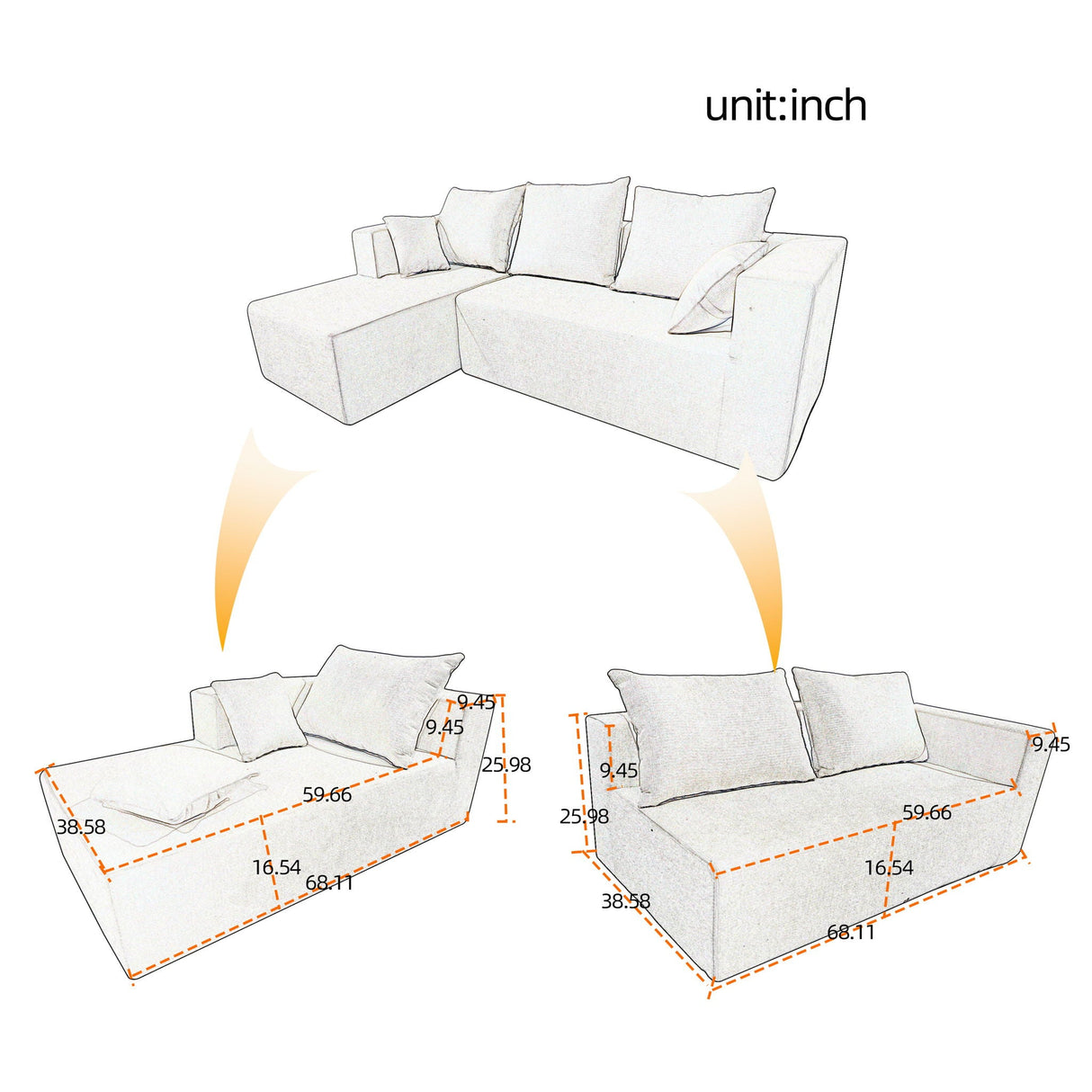 Modular Corner Sofa With Soft Fabric