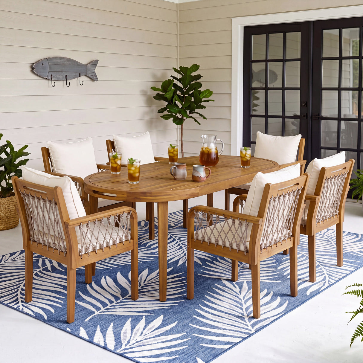 7-Piece Outdoor Acacia Wood Dining Set