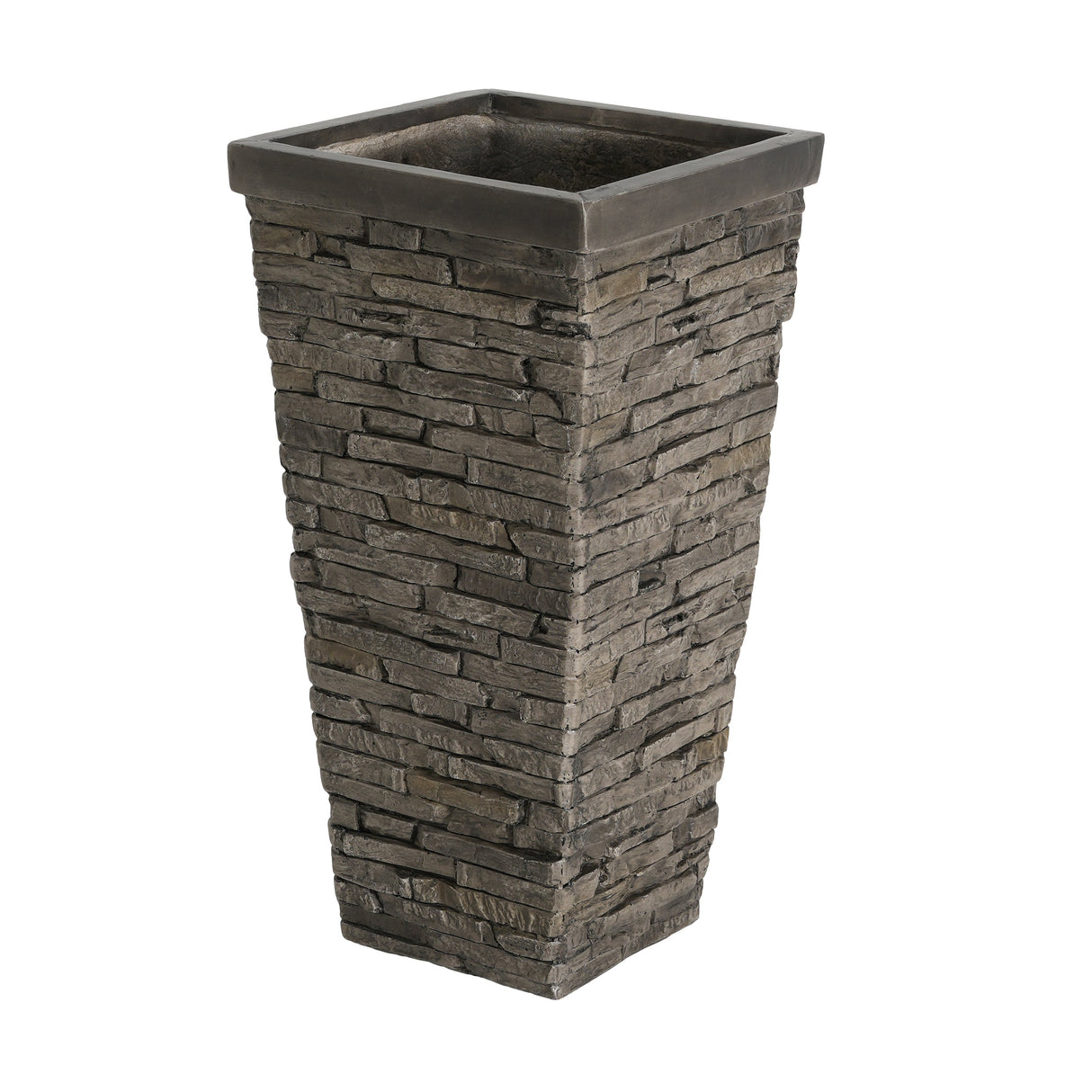 Tall Stone-Effect Square Planter