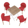 4 Piece Outdoor Set with Folding Table and Single Chairs - Blue, Red, Orange