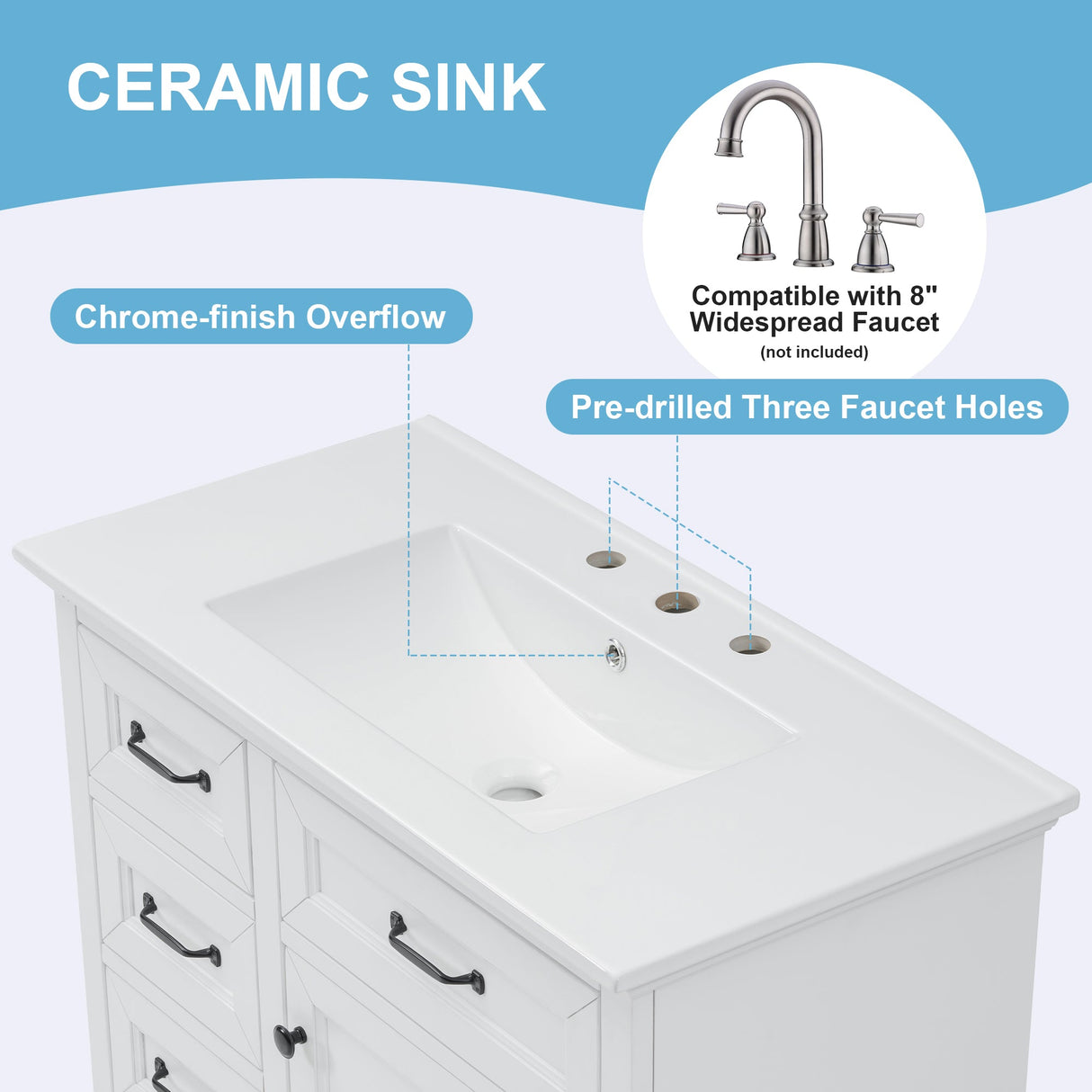 36-Inch Bathroom Vanity with Ceramic Sink Top