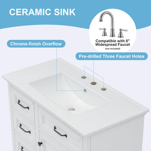 36-Inch Bathroom Vanity with Ceramic Sink Top