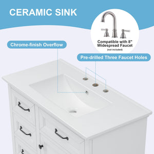 36-Inch Bathroom Vanity with Ceramic Sink Top