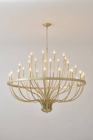 36-Light Gold Industrial Iron Candle Chandelier