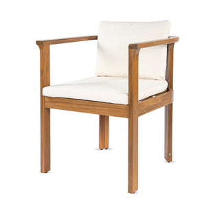 Outdoor Dining Chair Set of 4 with Curved Acacia Wood Arms