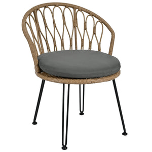 U_STYLE Outdoor Leisure Set with 2 Rattan Chairs & Glass Table