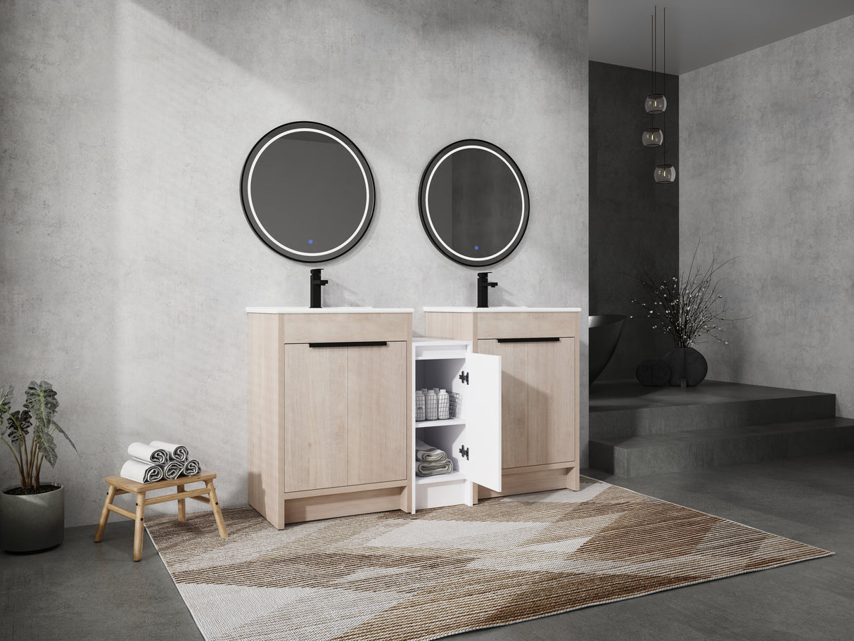 60 Inch Freestanding Bathroom Vanity with Ceramic Sink