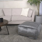 Nati Square Pouf Ottoman and Floor Cushion - Smoke