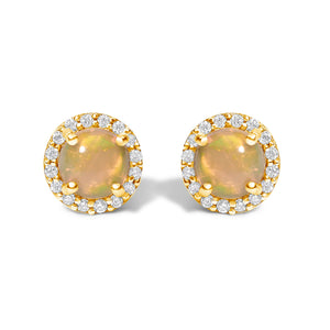 10K White Gold Purple Amethyst and 1/6 Cttw Diamond Halo Stud Earring