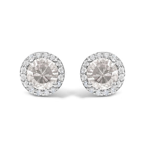 10K White Gold Purple Amethyst and 1/6 Cttw Diamond Halo Stud Earring