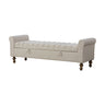 Wide Modern Upholstered Storage Bench With Rolled Armrest