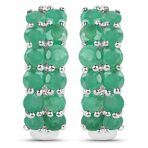 2.40 Carat Genuine Emerald .925 Sterling Silver Earrings
