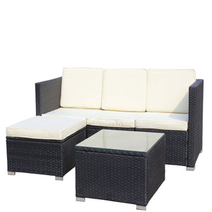 Outdoor 5-Piece PE Rattan Wicker Patio Sofa Set with Coffee Table