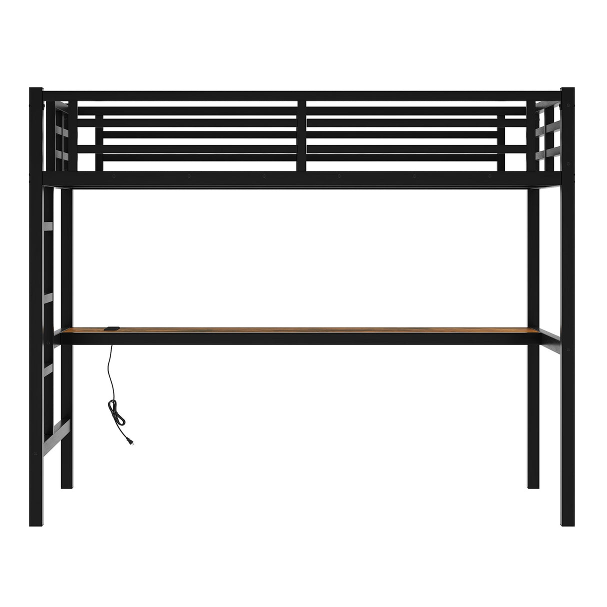 Metal Twin XL Size Loft Bed with Power Outlet and LED Light