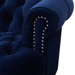 Victorian Tufted Upholstered Accent Chair with Nailhead Trim - Dark Red, Blue, or Pink
