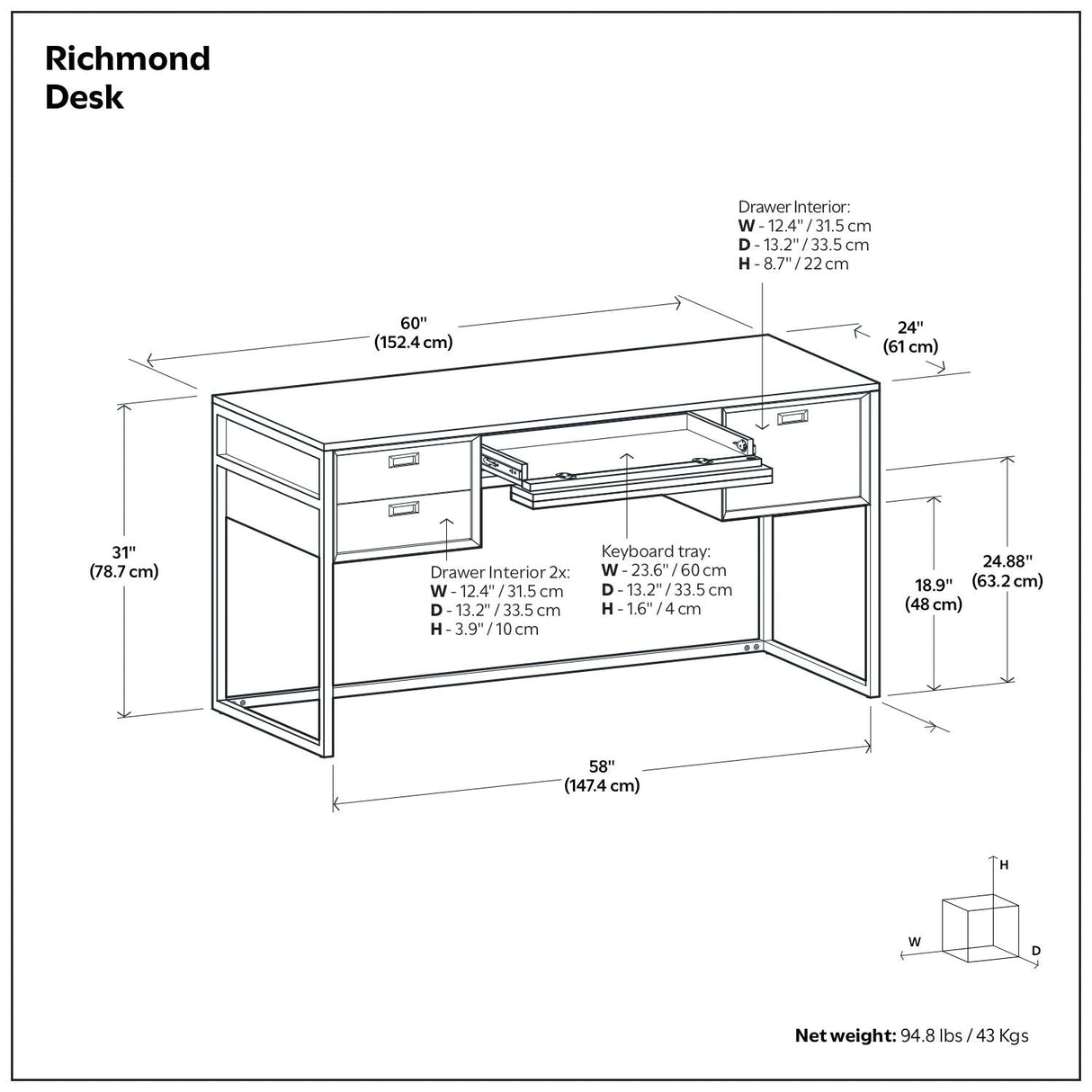 Richmond - Desk - Rustic Natural Aged Brown