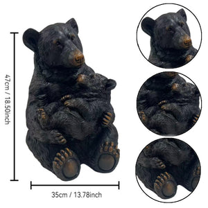 14" Tall Mother Bear Hugging Cub Garden Statue