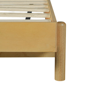 Premium Rubber Wood Platform Bed Frame, Queen Size with Headboard