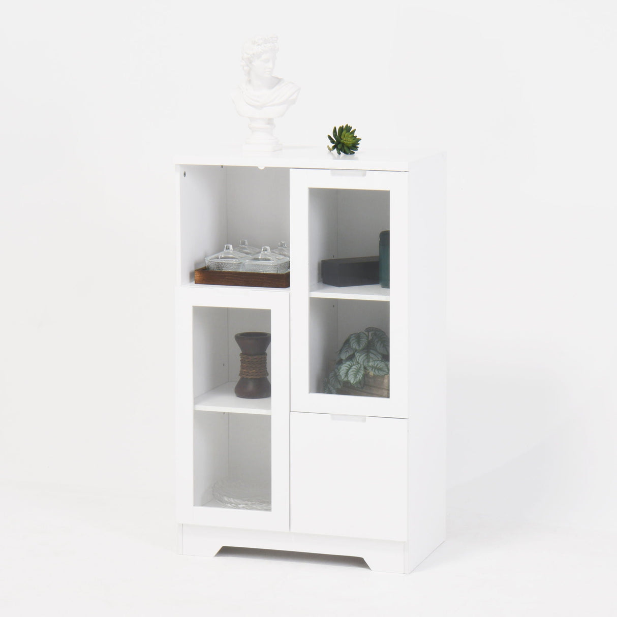 Modern Cabinet With Glass Doors And Drawer