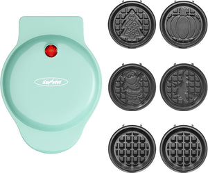 4" Kids Mini Waffle Maker - Waffle Iron with 6PCS Removable Plates