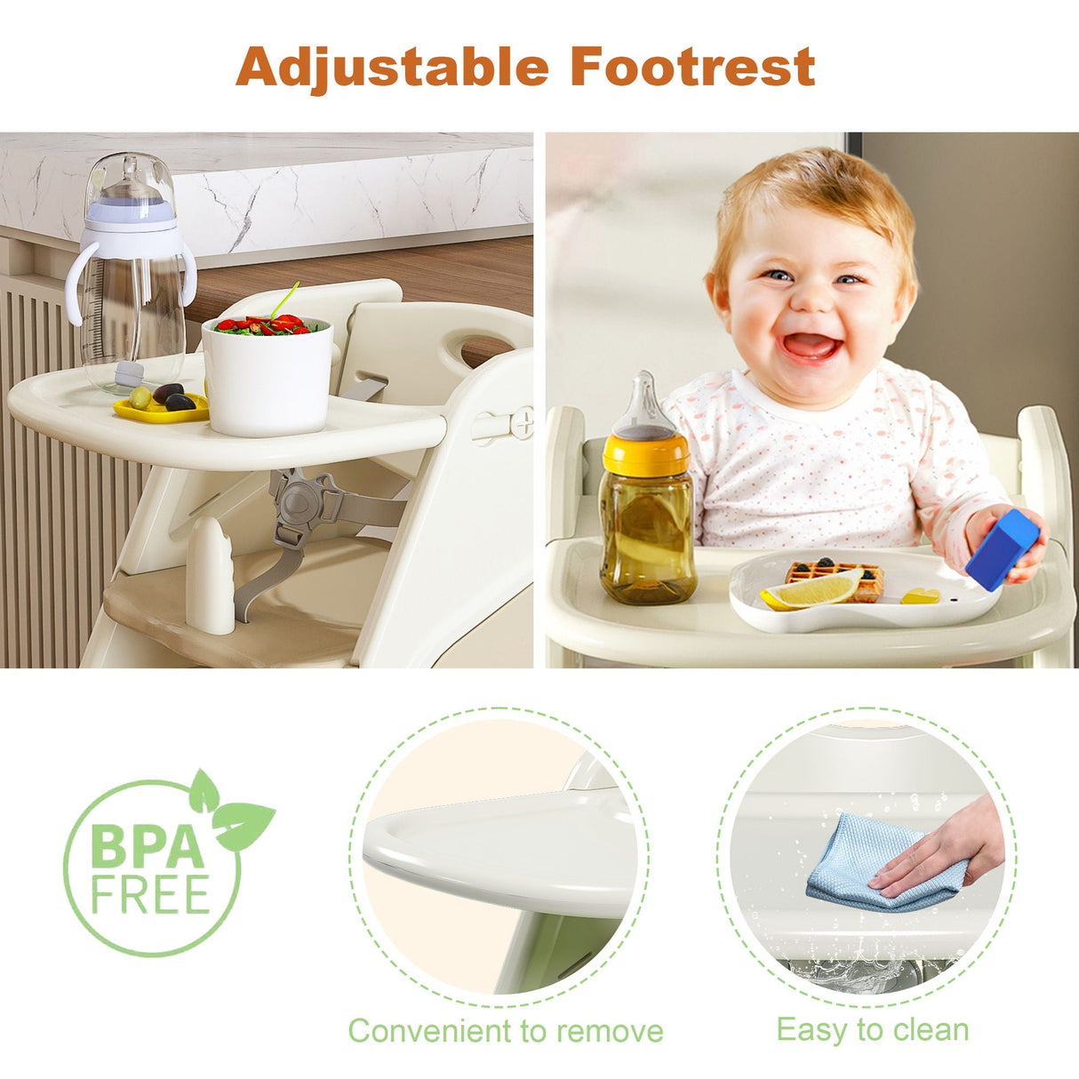 Multifunctional Growing Up Dining Chair With Adjustable Height And 5 Point Seat Belts