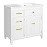 Modern Bathroom Vanity With Ceramic Sink, Freestanding, One Tip Out Drawer, 3 Side Drawers, Adjustable Shelf