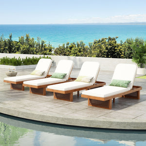 Outdoor Lounge Chair with Acacia Wood Frame and Rattan Weave