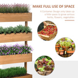 Outsunny vertical garden planter, wooden 4 tier planter box, self-draining with non-woven fabric for outdoor flowers, vegetables and herbs, orange