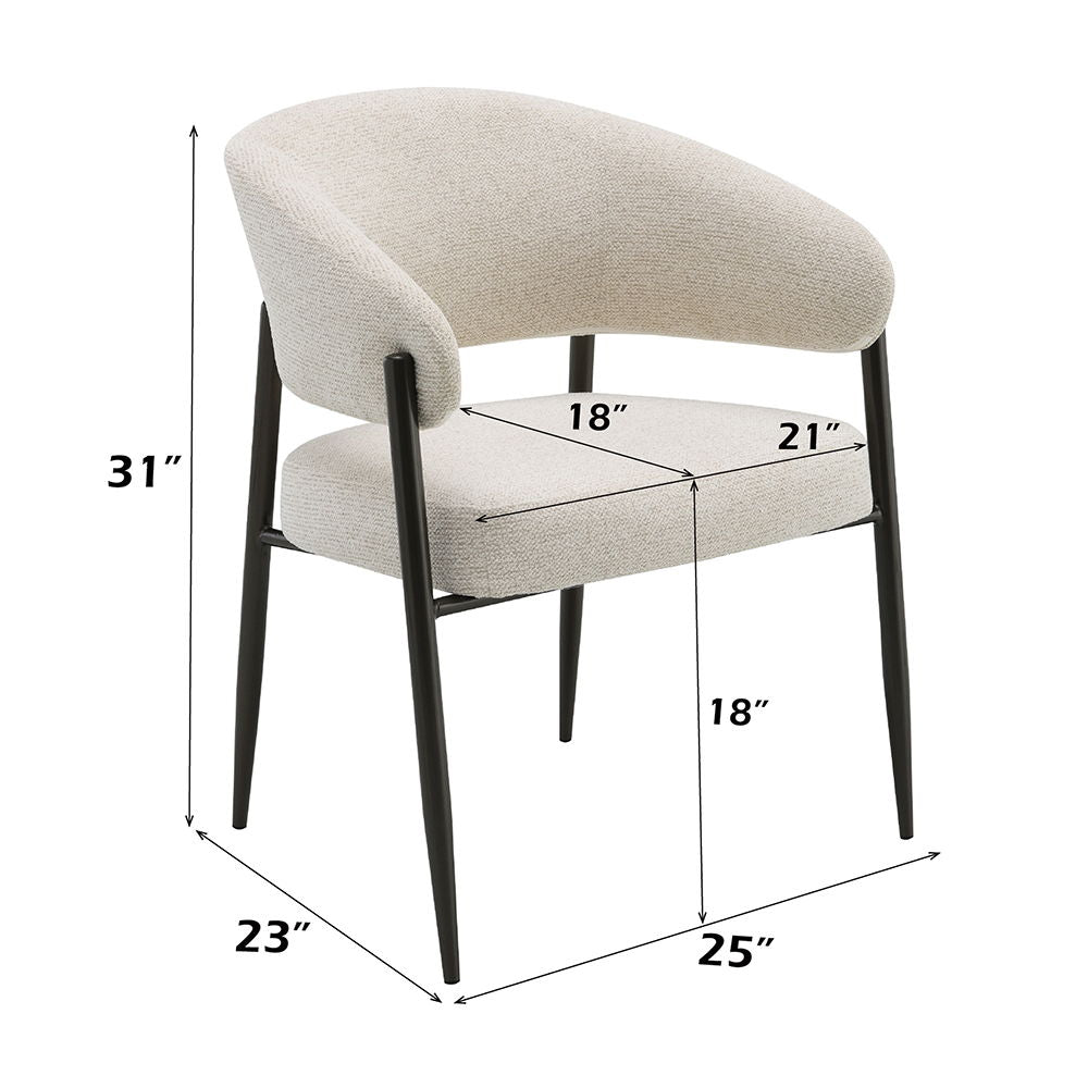 Jirina - Chenille Arm Chair With Metal Legs (Set of 2) - Beige & Black