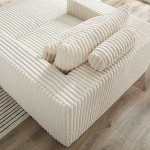 75-Inch Corduroy Sofa Lounge Chair with Removable Footrest