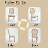 French Country Dining Chairs Set of 2 Upholstered with Rattan Back