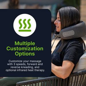 Shiatsu Neck Massage Pillow With Infrared Heat Therapy Foam - Gray