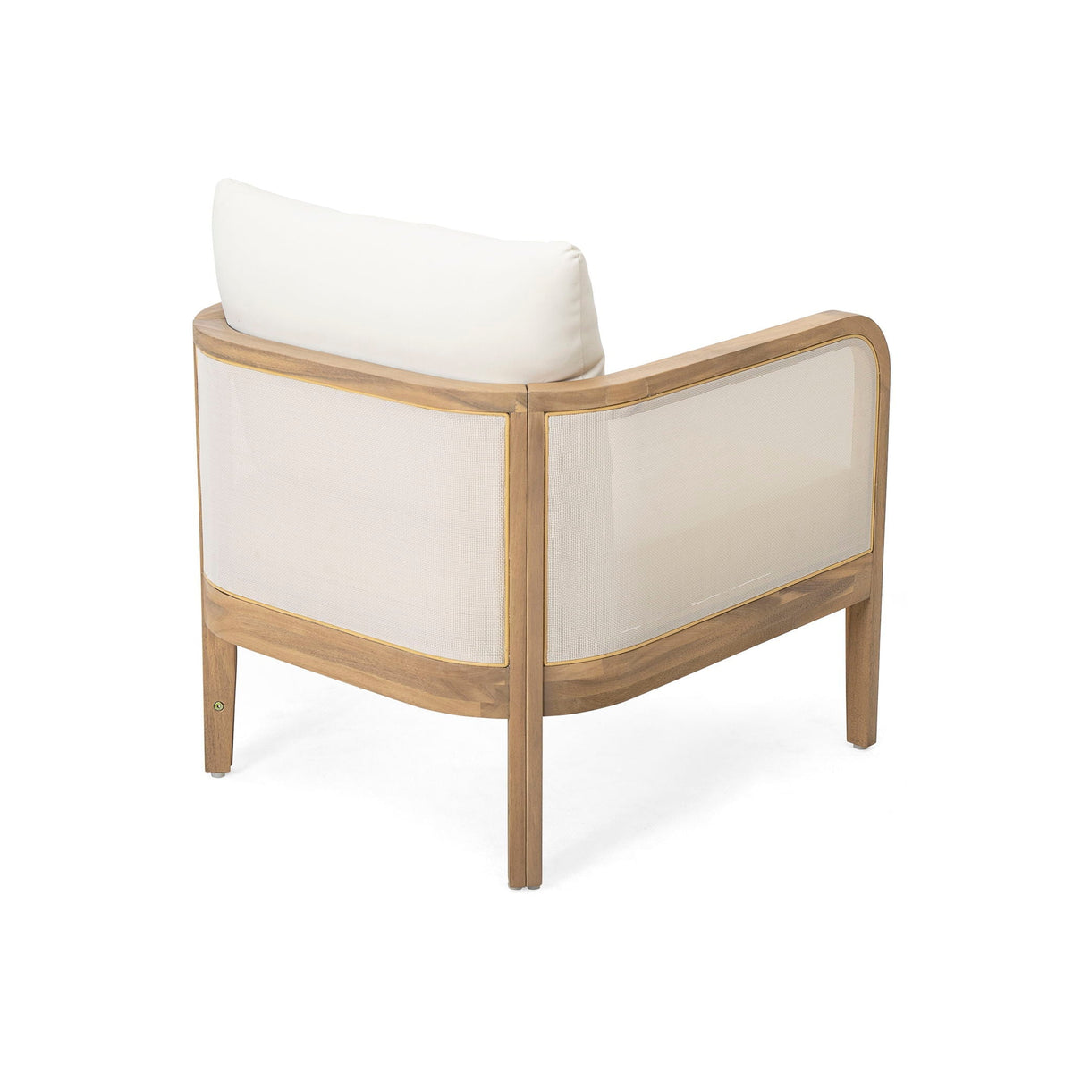 Outdoor Acacia Wood Patio Club Chair, Textilene Patio Furniture, Waterproof Thick Cushion Deep Seating For Porch, Garden, Backyard, Balcony, Weight Capacity 400Lbs, Light Teak - Beige