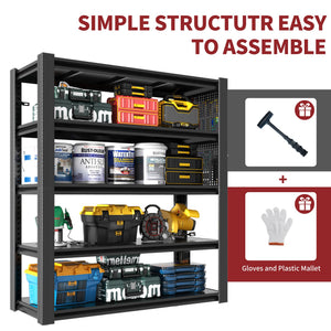 72"H 5-Tier Adjustable Heavy-Duty Shelving with Pegboard