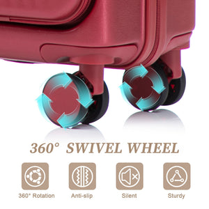 ABS Spinner Wheel Luggage Set with Combination Lock - Red